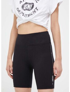 Kraťasy Dkny dámské, černá barva, s aplikací, high waist