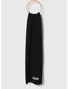 Kašmírový šátek Moschino černá barva, melanžový