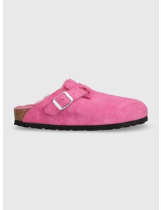 Semišové papuče Birkenstock Boston dámské, růžová barva, 1025552