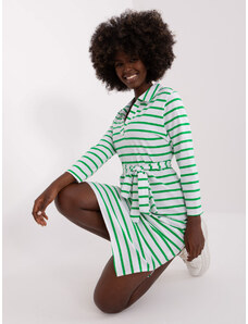 Fashionhunters Základní bílé a zelené šaty s límečkem