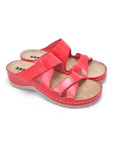 Zdravotní dámské kožené pantofle Neznámý 906 červená