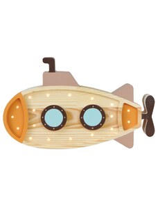 Peekaboo Barevná dřevěná dětská LED lampa Ponorka 40 cm
