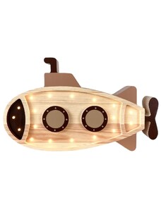 Peekaboo Barevná dřevěná dětská LED lampa Ponorka II. 40 cm