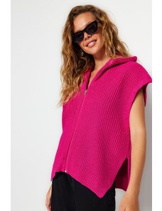 Trendyol Fuchsia Zipper Detailní pletený svetr