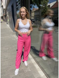 Sytě růžové společenské široké kalhoty