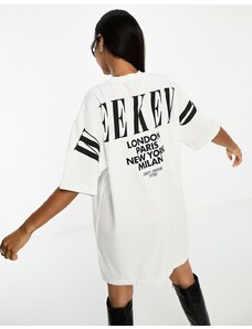 ASOS Weekend Collective t-shirt dress in with stacked logo in cream-White