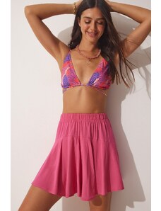 Happiness İstanbul Women's Pink Flowy Viscose Shorts Skirt