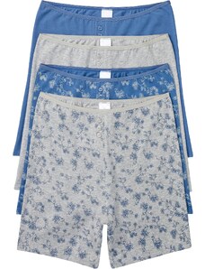 bonprix Dlouhé dámské boxerky s vysokým pasem a organickou bavlnou (4 ks) Modrá