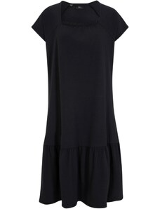 bonprix Žerzejové šaty s detailem u výstřihu a křidélkovými rukávy, délka pod kolena Černá