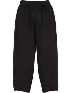 bonprix Lněné kalhoty Loose Fit s pohodlnou pasovkou, délka nad kotníky Černá