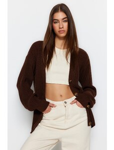 Trendyol Brown Knit Detailní pletený svetr