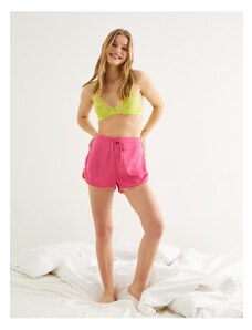 Koton Satin Pajama Bottoms with Shorts Tie Waist Piping Detail.