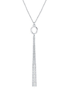 OLIVIE Stříbrný náhrdelník OVÁL s řetízky 7589