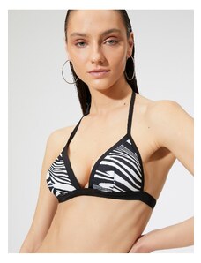 Koton Trojúhelníkové Bikiny Top Zebra Tisk Kryté Halter Neck