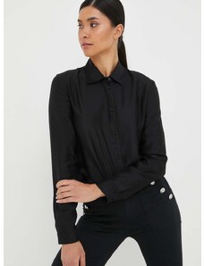 Košile Armani Exchange dámská, černá barva, regular, s klasickým límcem