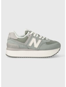 Semišové sneakers boty New Balance WL574ZSG tyrkysová barva