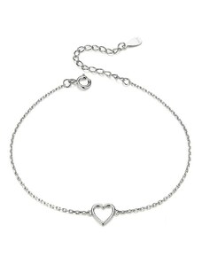 GRACE Silver Jewellery Stříbrný náramek s přívěskem ve tvaru srdce, stříbro 925/1000