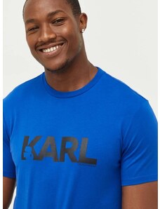 Bavlněné tričko Karl Lagerfeld tmavomodrá barva, s potiskem