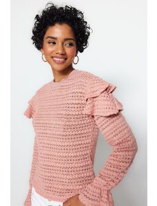 Trendyol světle růžový pletený svetr s texturou