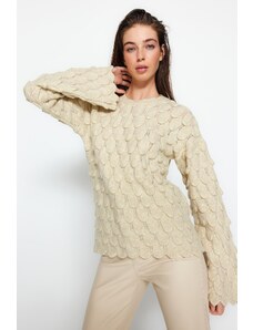 Trendyol Stone Self-patterned Crew Neck Pletený svetr