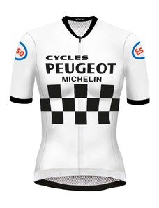 REDTED Retro dámské cyklistické tričko Peugeot bílé - RedTed