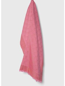 Šátek z vlněné směsi Moschino růžová barva, hladký