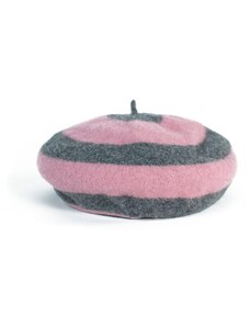 Art of Polo Hezký vlněný pruhovaný baret růžová+šedá