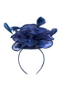 Art of Polo Elegantní fascinátor s peřím modrý