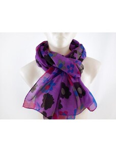 Art of Polo Lehký šátek s kytičkami fialový