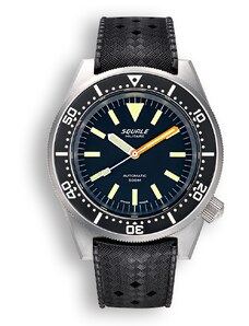 Squale Watches Stříbrné pánské hodinky Squale s gumovým páskem 1521 Militaire Blasted - Silver 42MM Automatic
