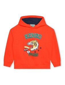 Dětská mikina Kenzo Kids oranžová barva, s kapucí, s potiskem