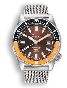 Squale Watches Stříbrné pánské hodinky Squale s ocelovým páskem Matic Chocolate Mesh - Silver 44MM Automatic