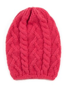 Art of Polo Pletená čepice s copánkovým vzorem růžová