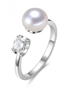 OLIVIE Stříbrný prsten perla BUTTON 7608