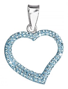 Evolution Group Stříbrný přívěsek s krystaly Swarovski modré srdce 34093.3 Aqua