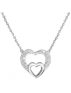 Evolution Group Stříbrný náhrdelník s krystaly Swarovski bílé srdce 32032.1 Krystal