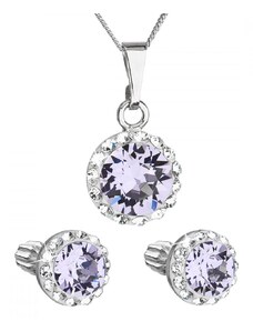 Evolution Group Sada šperků s krystaly Swarovski náušnice, řetízek a přívěsek fialové kulaté 39352.3 Violet