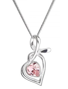 Evolution Group Stříbrný náhrdelník se Swarovski krystaly srdce růžové 32071.3 Light Rose