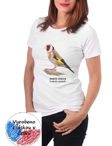 Dámské tričko Jožánek s ptákem - stehlík obecný