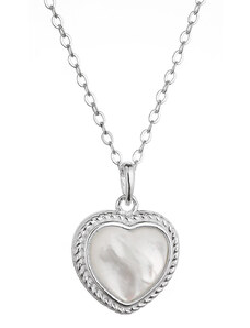 EVOLUTION GROUP Stříbrný náhrdelník srdce s perleťovým zirkonem 12058.1