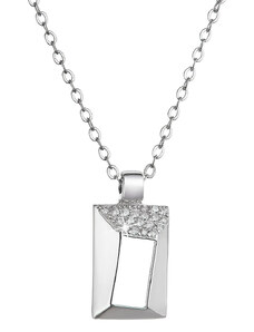 EVOLUTION GROUP Stříbrný náhrdelník obdélník se zirkonky bílý 12055.1 crystal