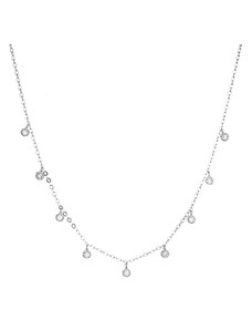 EVOLUTION GROUP Stříbrný náhrdelník s 9 malými kulatými zirkonky 12056.1 crystal