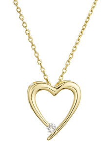 EVOLUTION GROUP Pozlacený stříbrný náhrdelník srdce s jedním zirkonkem 12053.1