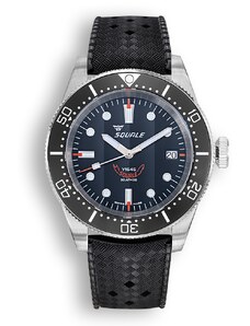 Squale Watches Stříbrné pánské hodinky Squale s gumovým páskem 1545 Black Rubber - Silver 40MM Automatic