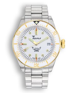 Squale Watches Stříbrné pánské hodinky Squale s ocelovým páskem 1545 White Bracelet - Silver 40MM Automatic