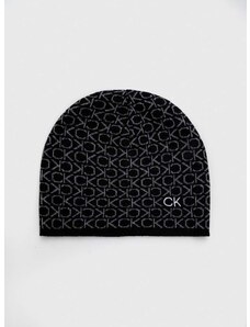 Čepice s příměsí kašmíru Calvin Klein černá barva, z tenké pleteniny