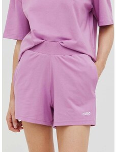 Šortky HUGO fialová barva, high waist