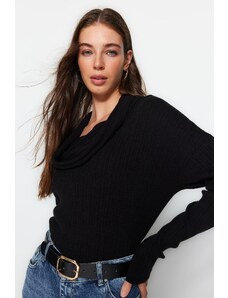 Trendyol Černý límec Detailní prémiová příze / Speciální pletený svetr z příze