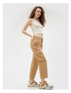 Koton Dámské oblečení Cargo kalhoty s vysokým pasem Rovné nohavice - Eve Jean