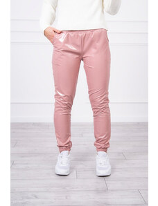 K-Fashion Dvouvrstvé velurové kalhoty tmavě růžové